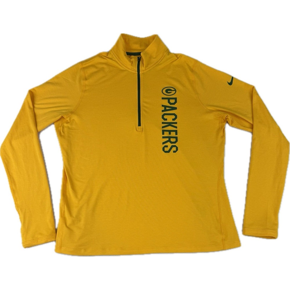 Nike Element 1/4 Zip Women's XL Top Green Bay Packers Thumbholoes Lightweight‎